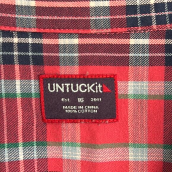 Boys youth kids 16 UNTuKit button down plaid shirt - Picture 4 of 8